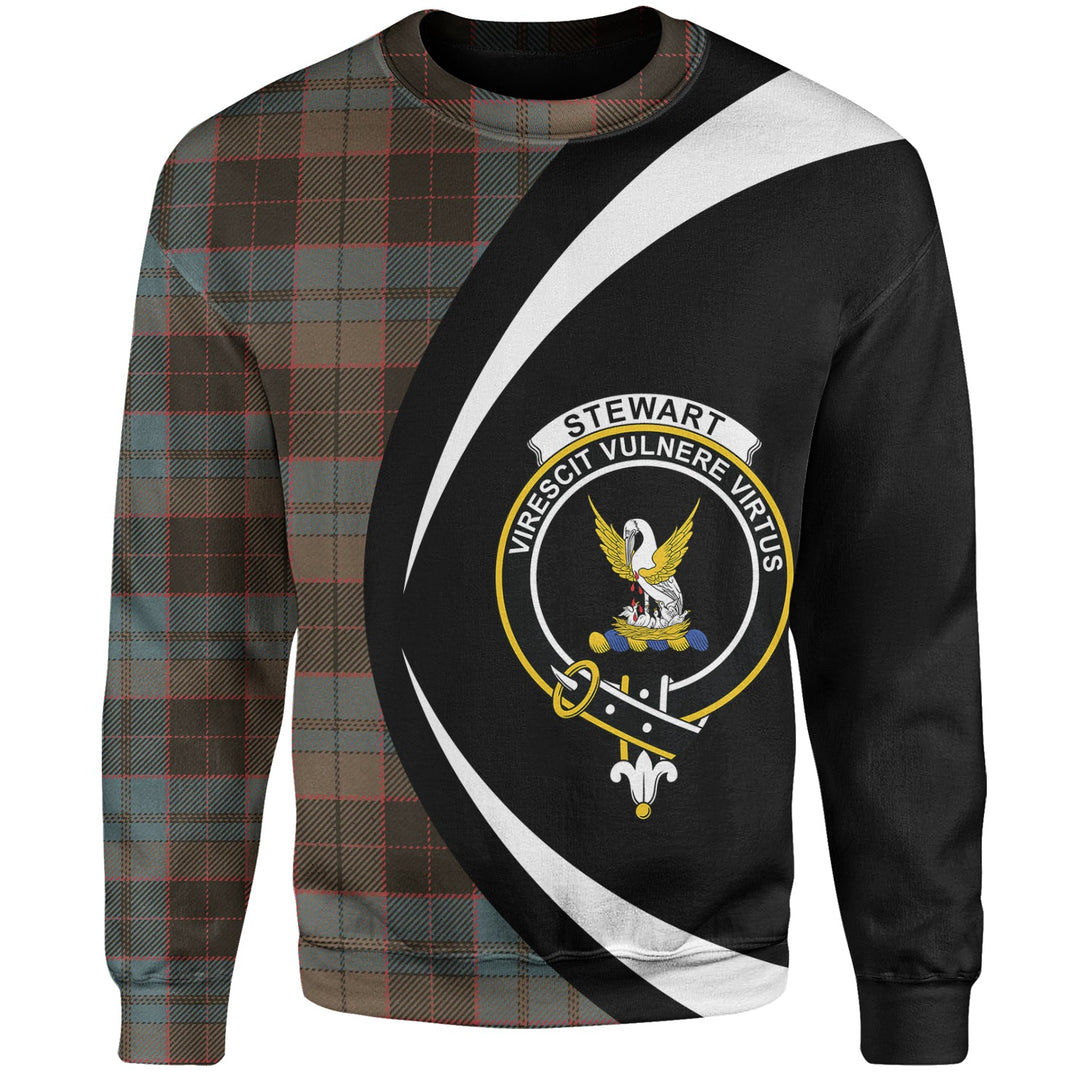 Stewart Old Weathered Clan Badge Tartan Sweatshirt Circle Style Personalized