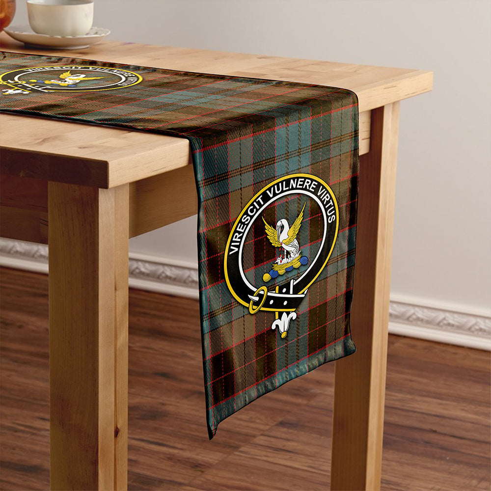 Stewart Old Weathered Clan Badge Tartan Table Runner