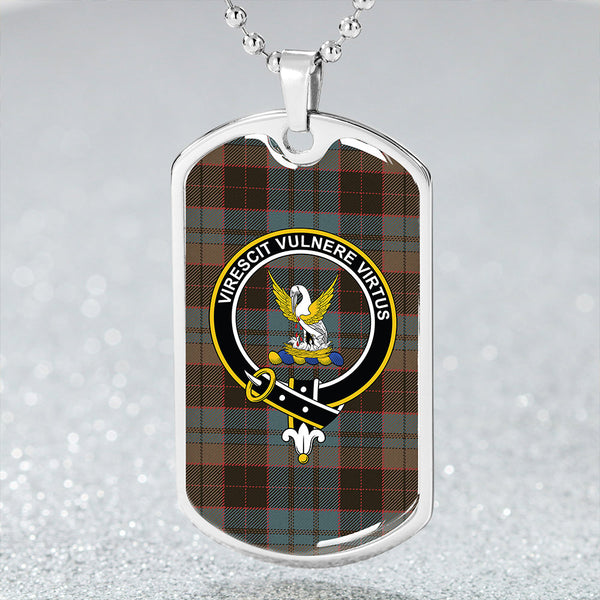 Stewart Old Weathered Clan Badge Classic Tartan Dog Tag Necklace