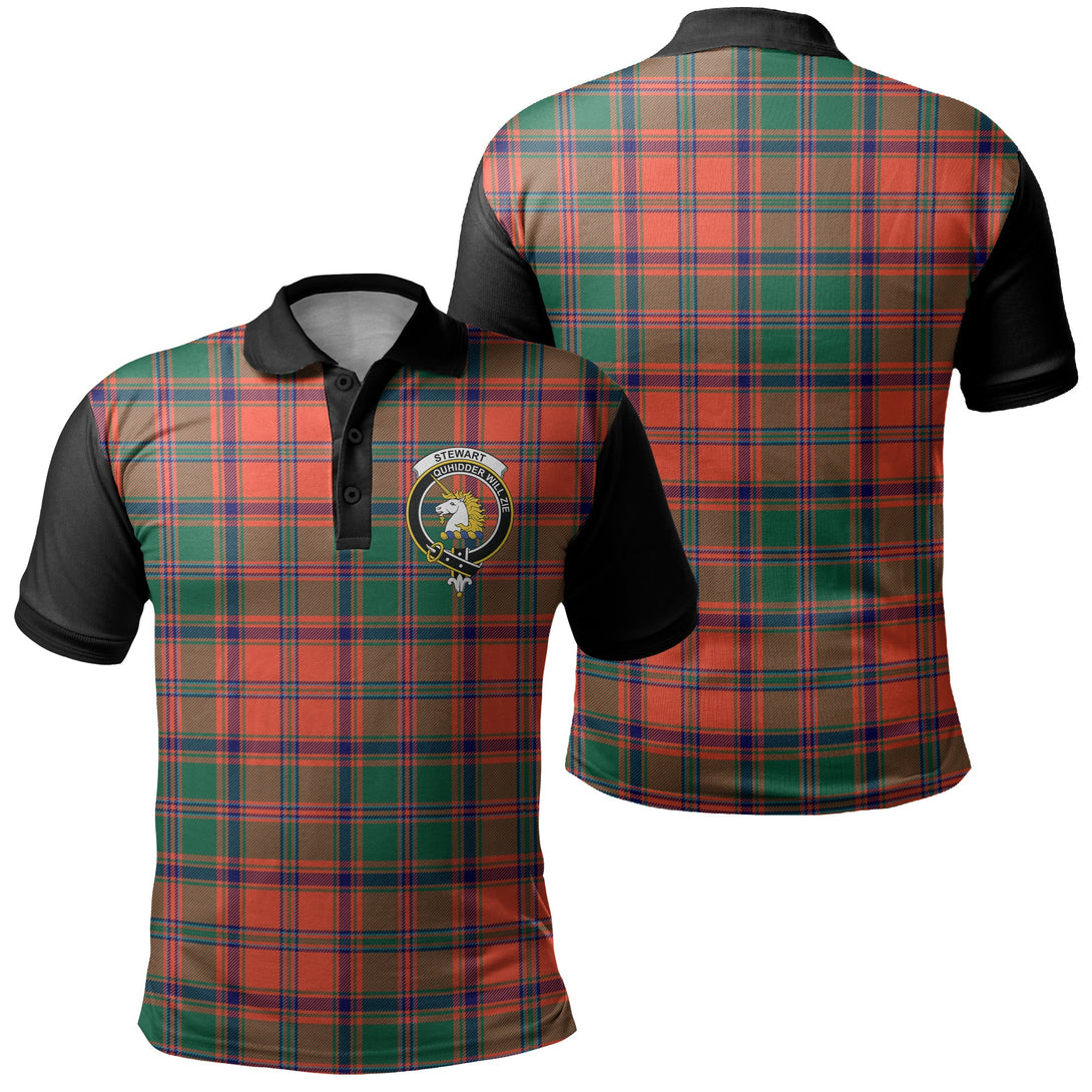 Stewart of Appin Ancient Tartan Crest Polo Shirt Black Neck 1 Style