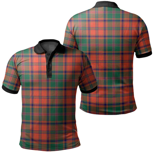 Stewart of Appin Ancient Tartan Classic Polo Shirt Black Neck 2 Style