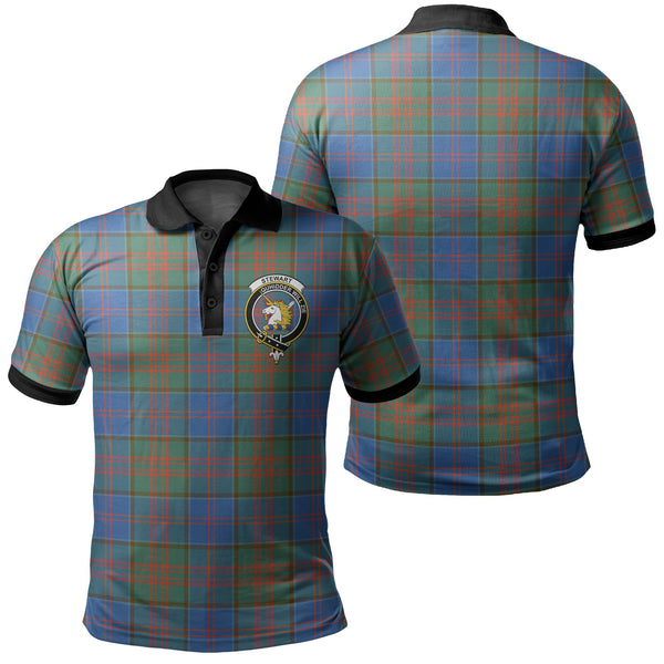 Stewart of Appin Hunting Ancient Tartan Crest Polo Shirt Black Neck 2 Style