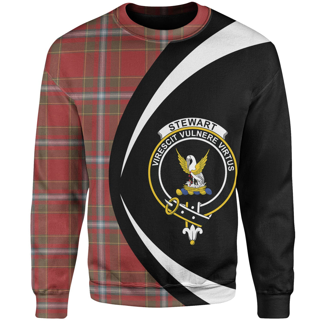 Stewart of Fingask Weathered Clan Badge Tartan Sweatshirt Circle Style Personalized