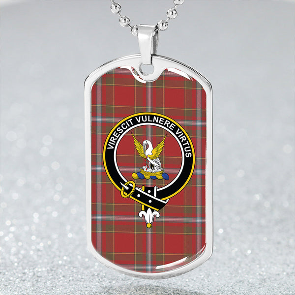 Stewart of Fingask Weathered Clan Badge Classic Tartan Dog Tag Necklace