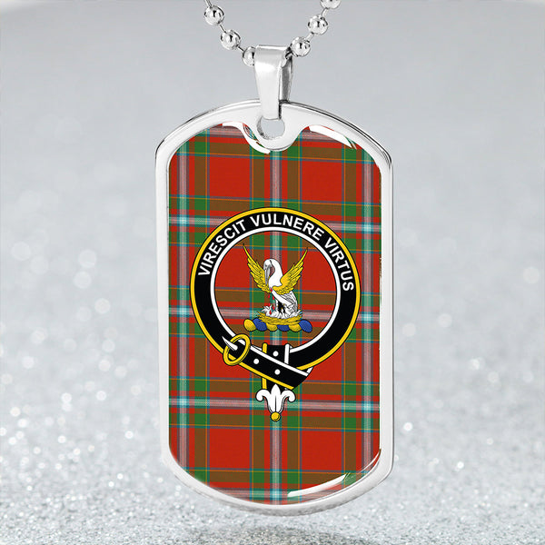 Stewart of Fingask #2 Ancient Clan Badge Classic Tartan Dog Tag Necklace