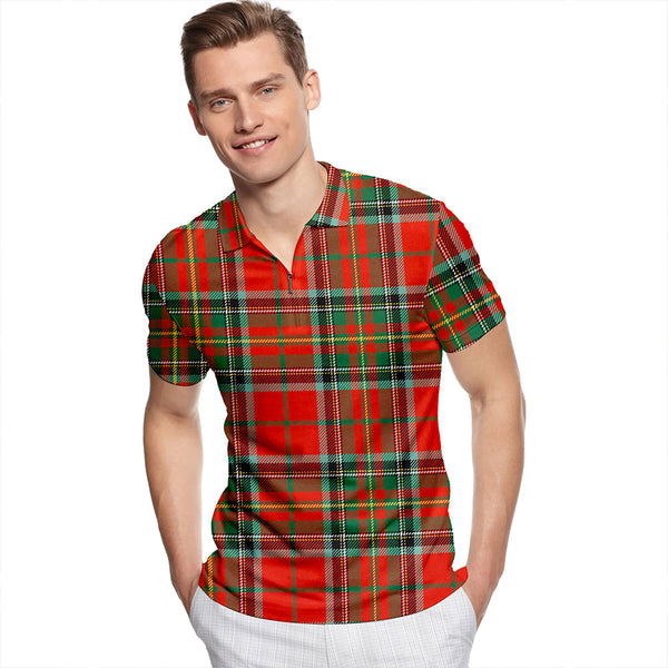 Stewart of Galloway Ancient Tartan Classic Lapel Zip Short Sleeve Polo