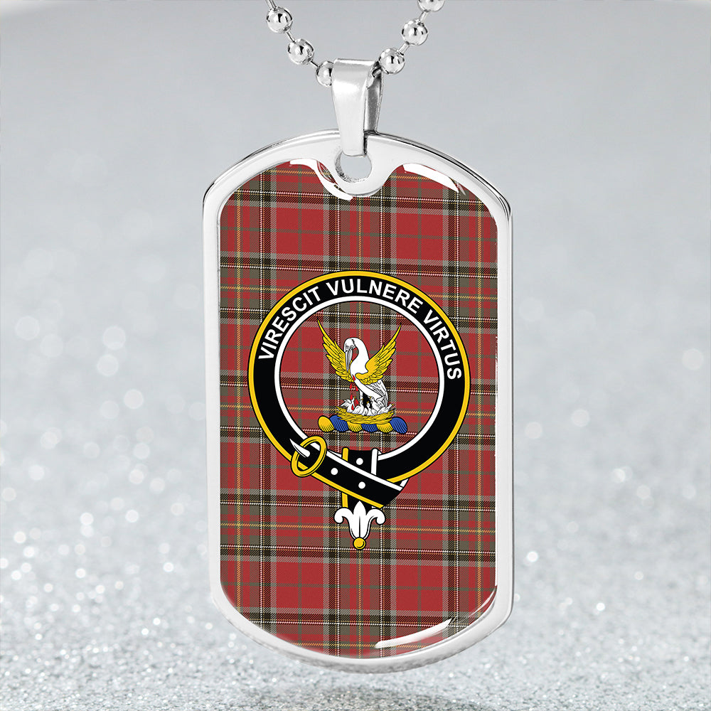 Stewart of Galloway Weathered Clan Badge Classic Tartan Dog Tag Necklace