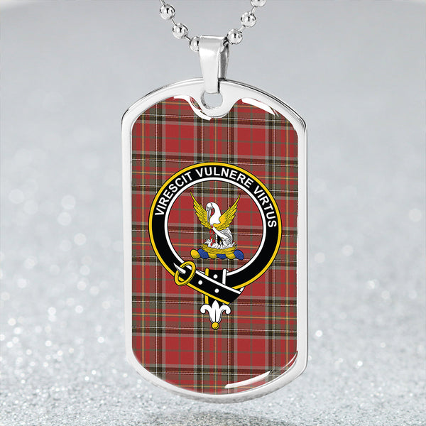 Stewart of Galloway Weathered Clan Badge Classic Tartan Dog Tag Necklace