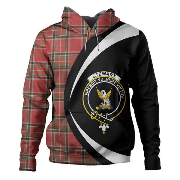 Stewart of Galloway Weathered Clan Badge Tartan Hoodie Circle Style