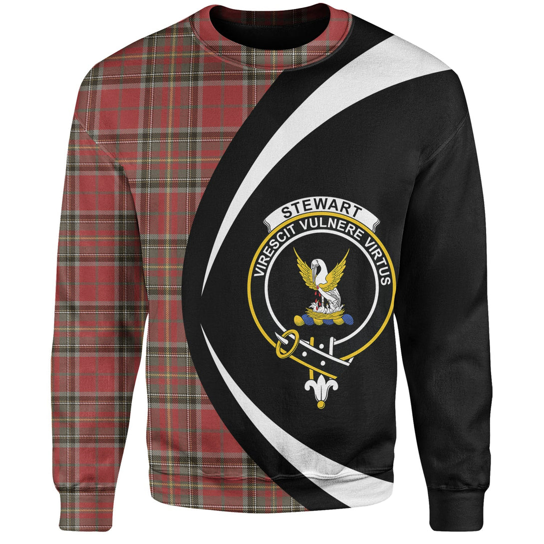 Stewart of Galloway Weathered Clan Badge Tartan Sweatshirt Circle Style Personalized