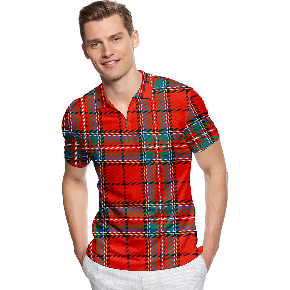 Stewart of Galloway #2 Ancient Tartan Classic Lapel Zip Short Sleeve Polo