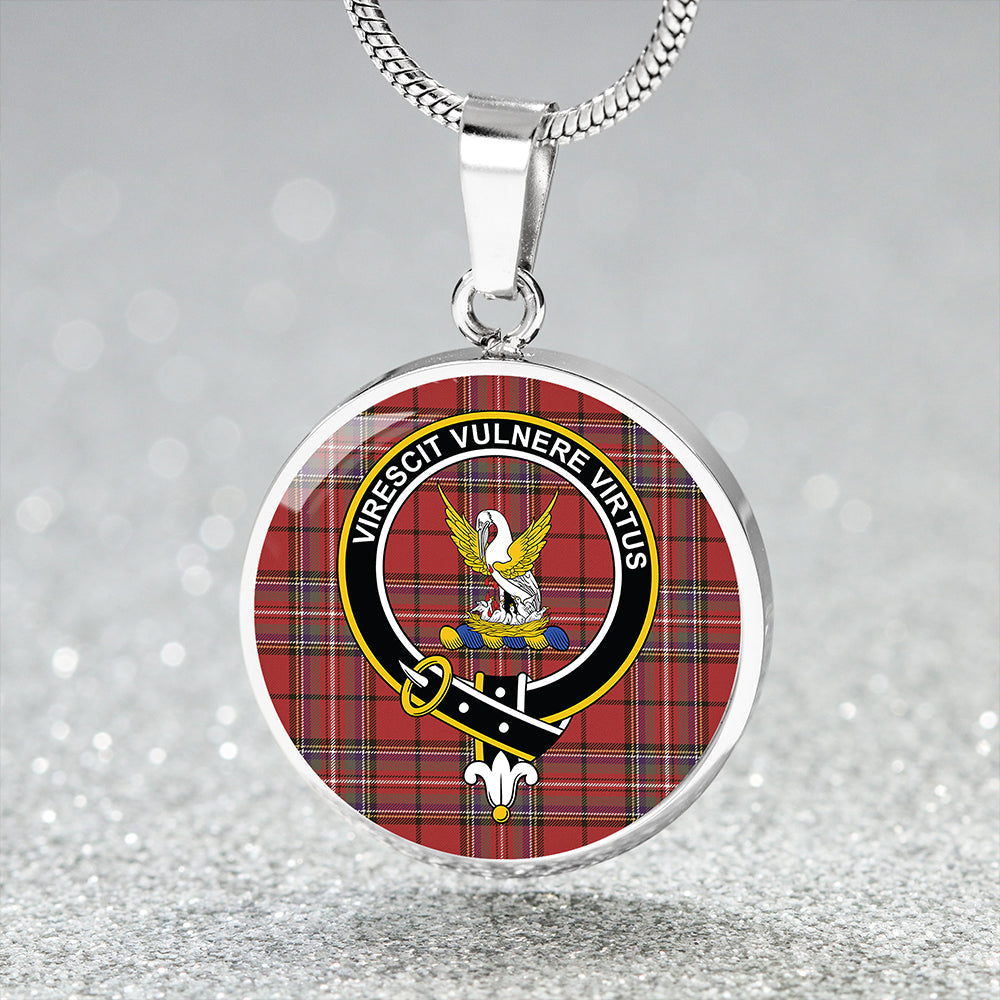 Stewart of Galloway #2 Weathered Clan Badge Tartan Classic Circle Necklace