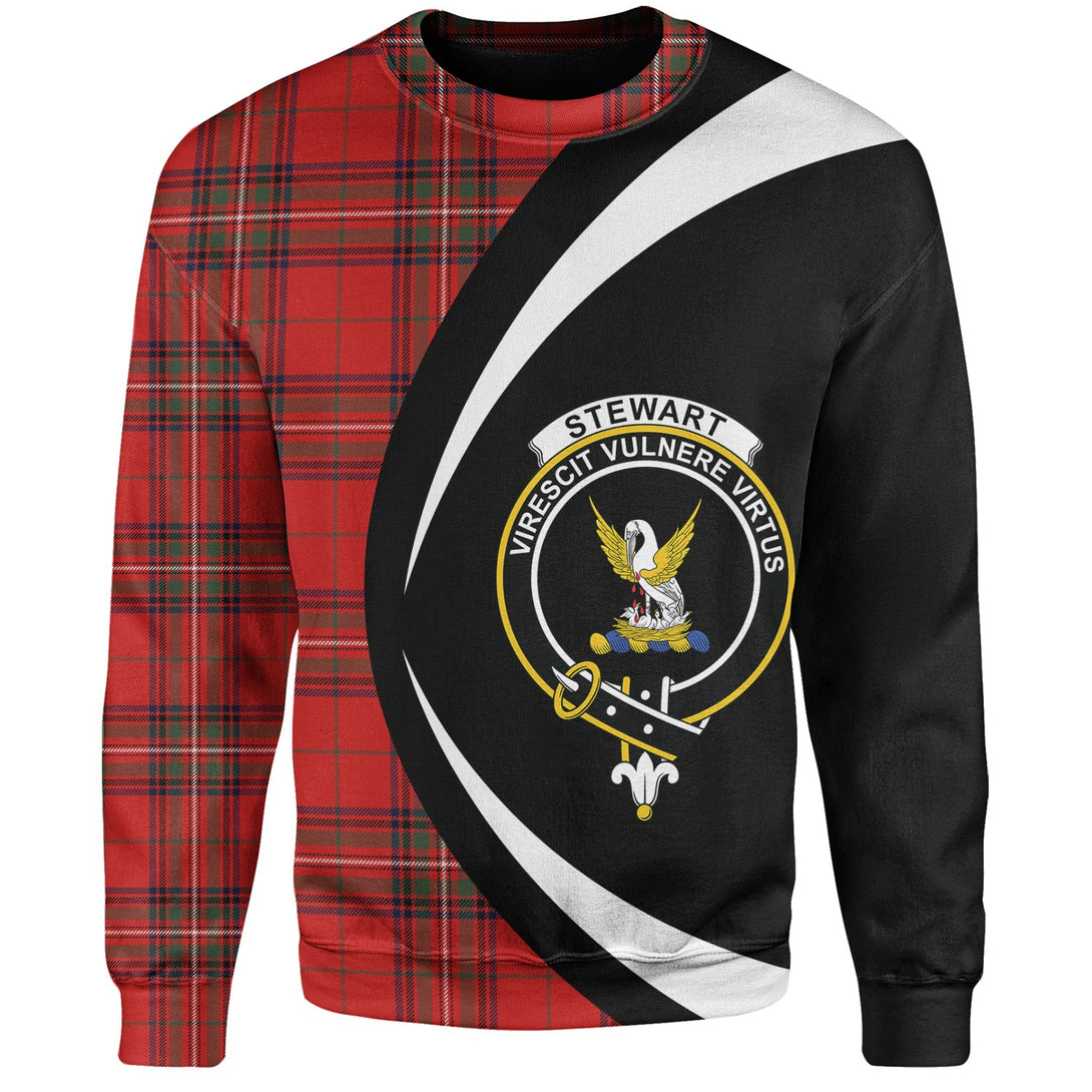 Stewart of Rothesay Modern Clan Badge Tartan Sweatshirt Circle Style Personalized