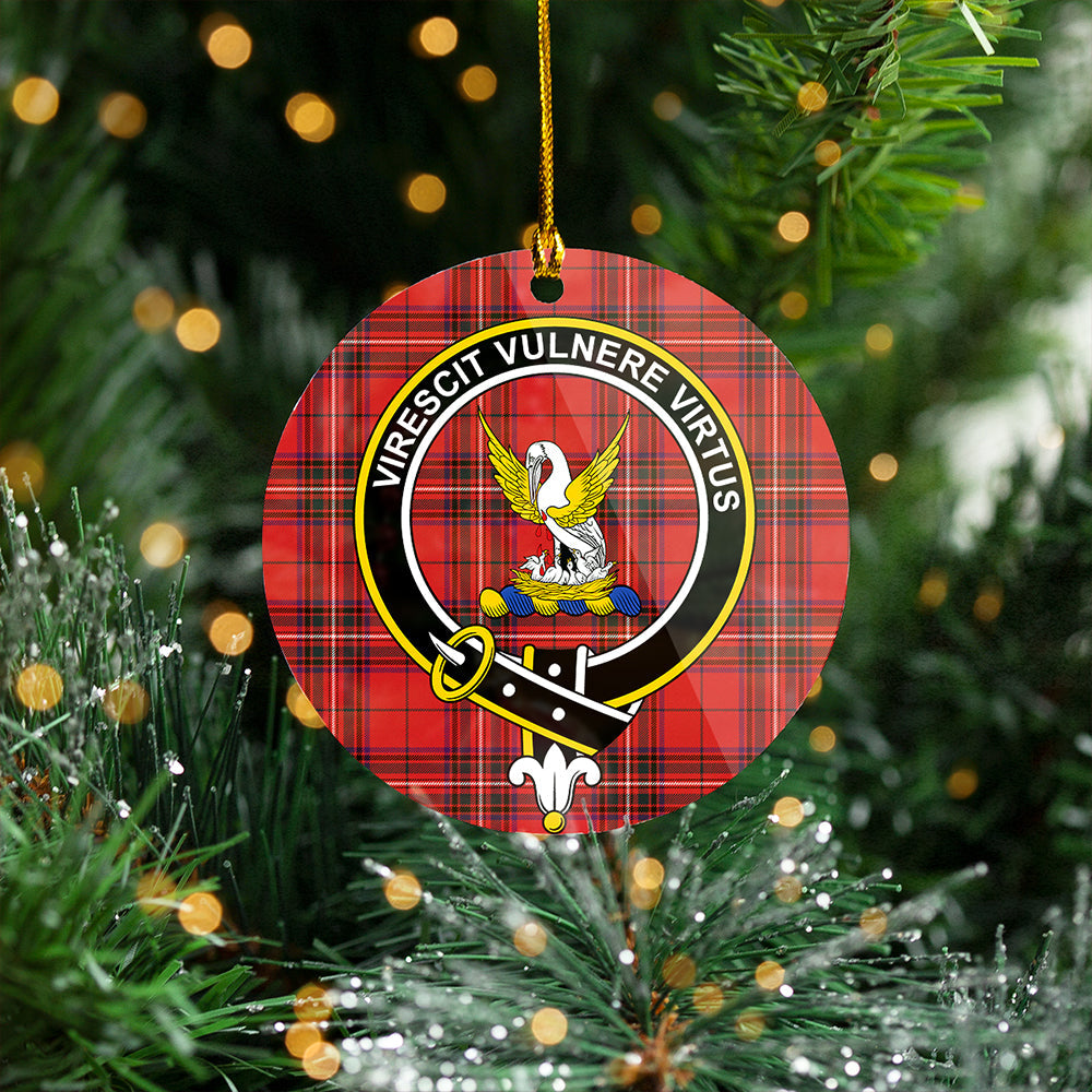 Stewart of Rothesay Weathered Clan Badge Tartan Plastic Christmas Ornaments