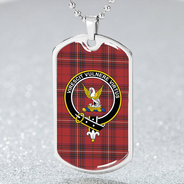 Stewart of Rothesay Weathered Clan Badge Classic Tartan Dog Tag Necklace