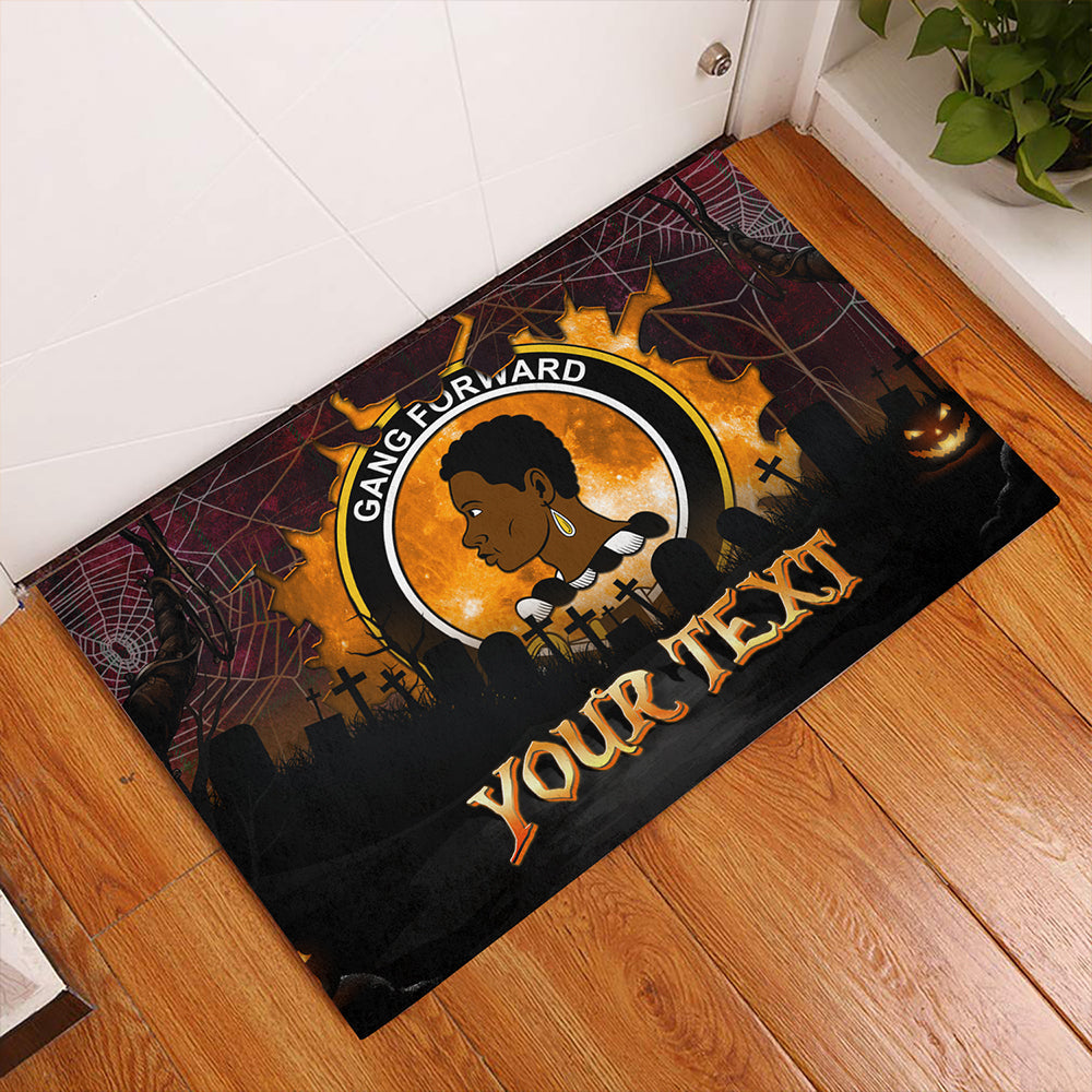 Stirling of Keir Modern Clan Badge Tartan Personalize Doormat Happy Halloween Style