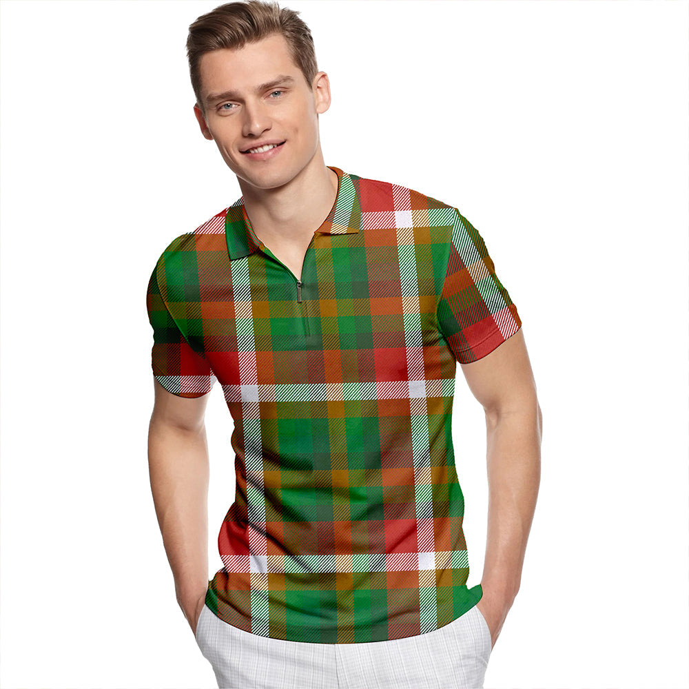 Stirling Millennium Modern Tartan Classic Lapel Zip Short Sleeve Polo