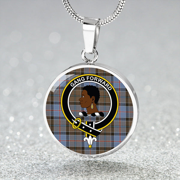 Stirling Weathered Clan Badge Tartan Classic Circle Necklace