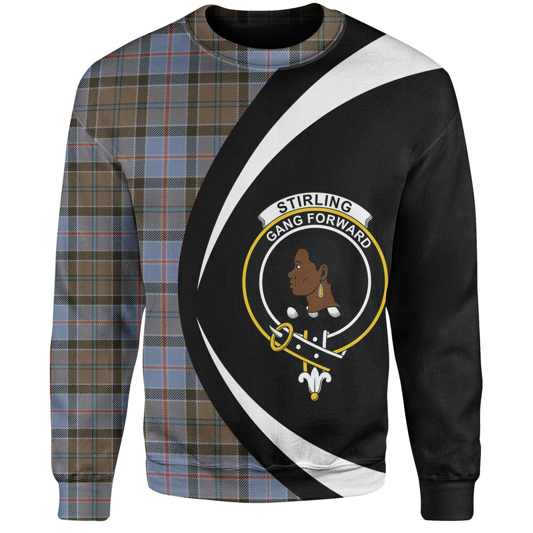 Stirling Weathered Clan Badge Tartan Sweatshirt Circle Style Personalized