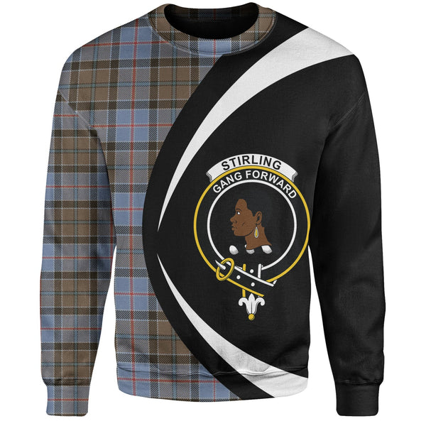 Stirling Weathered Clan Badge Tartan Sweatshirt Circle Style Personalized