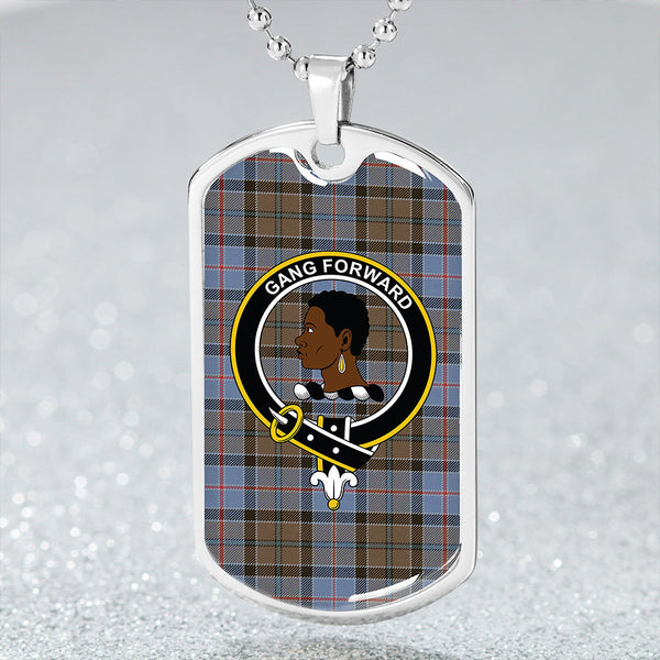 Stirling Weathered Clan Badge Classic Tartan Dog Tag Necklace