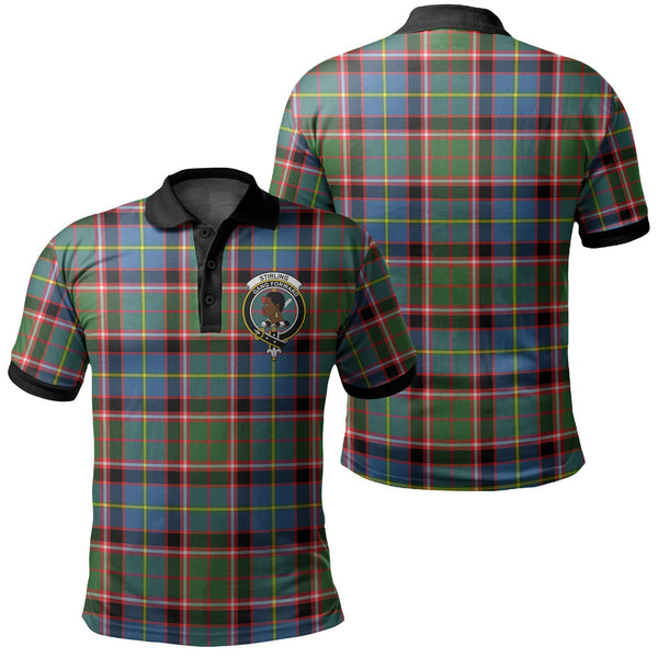 Stirling & Bannockburn District Tartan Crest Polo Shirt Black Neck 2 Style