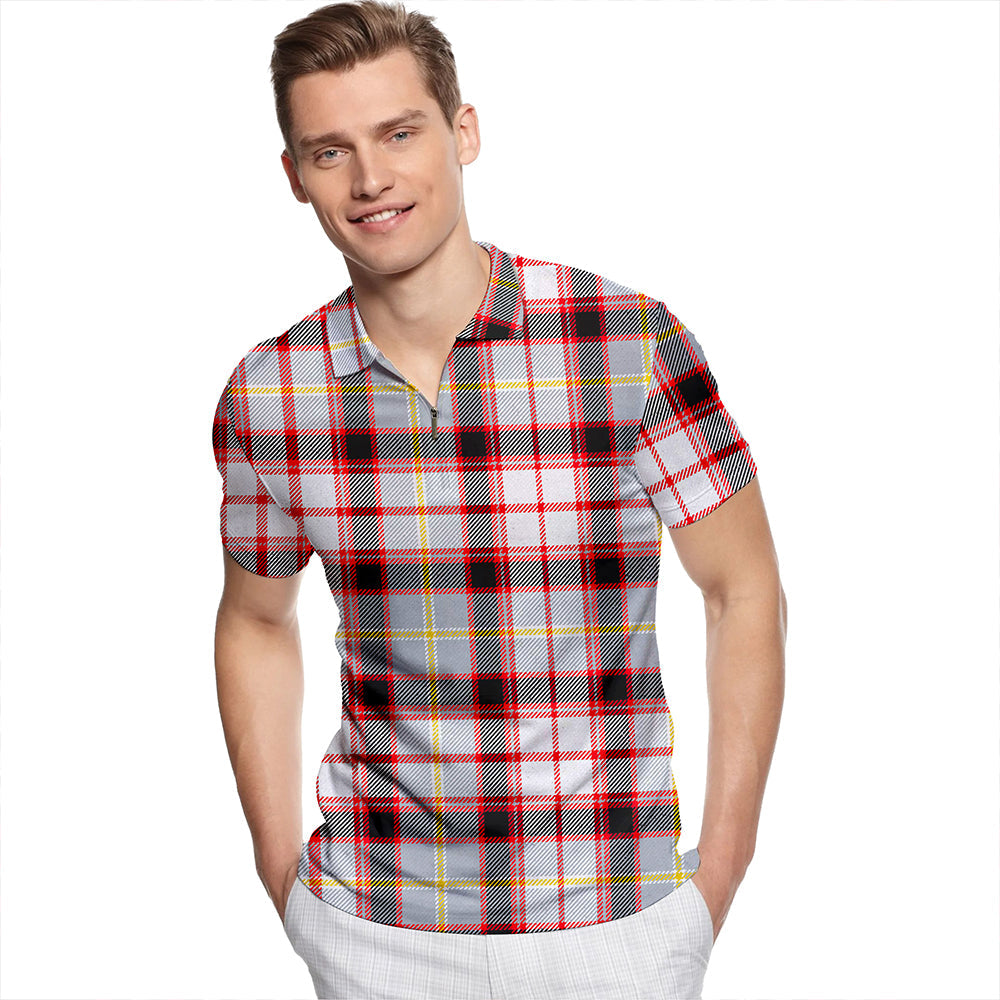 Stirling and Bannockburn Dress Modern Tartan Classic Lapel Zip Short Sleeve Polo