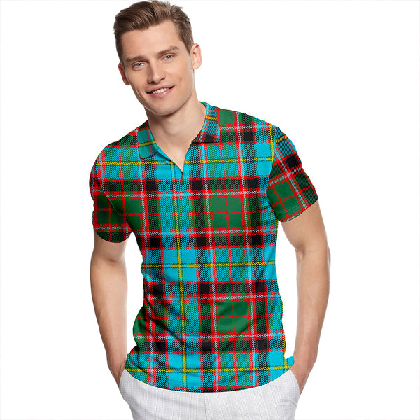 Stirling and Bannockburn Modern Tartan Classic Lapel Zip Short Sleeve Polo