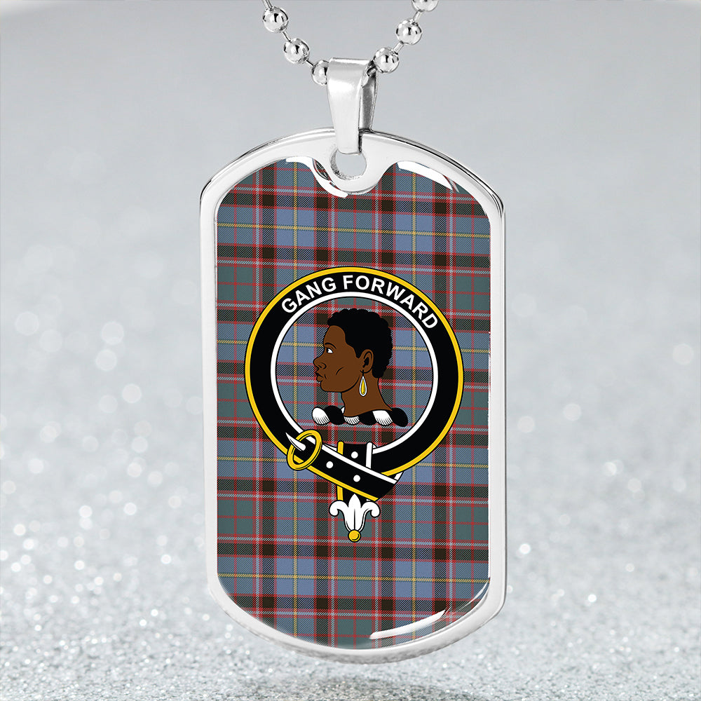 Stirling and Bannockburn Weathered Clan Badge Classic Tartan Dog Tag Necklace