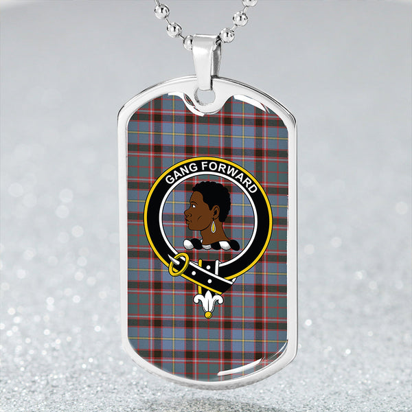 Stirling and Bannockburn Weathered Clan Badge Classic Tartan Dog Tag Necklace