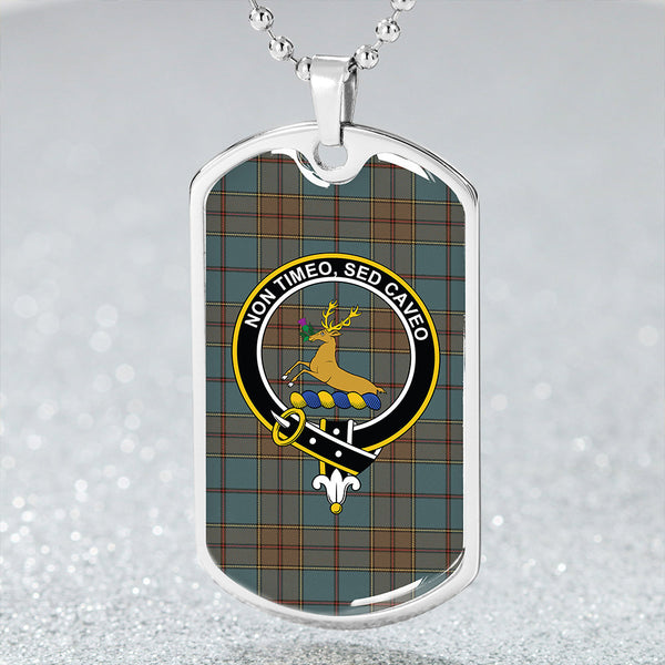 Strachan Weathered Clan Badge Classic Tartan Dog Tag Necklace