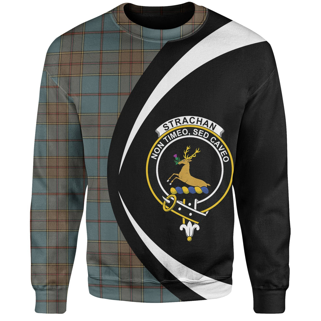 Strachan Weathered Clan Badge Tartan Sweatshirt Circle Style Personalized