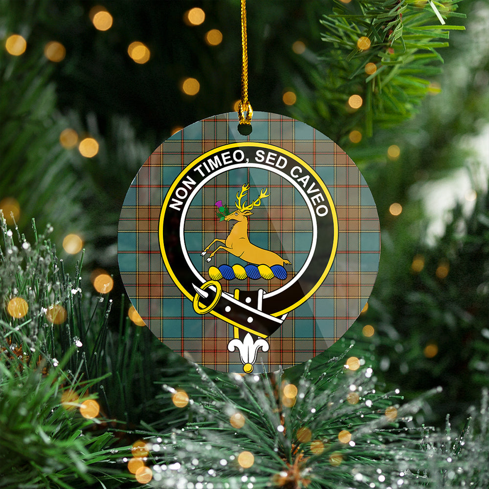 Strachan Weathered Clan Badge Tartan Plastic Christmas Ornaments