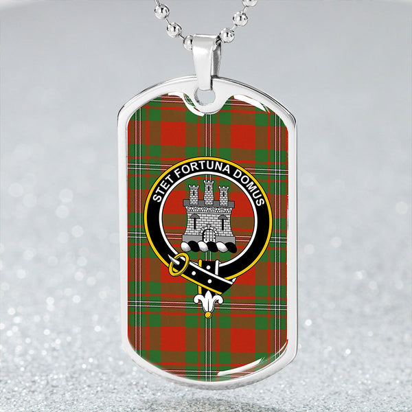 Strang Ancient Clan Badge Classic Tartan Dog Tag Necklace