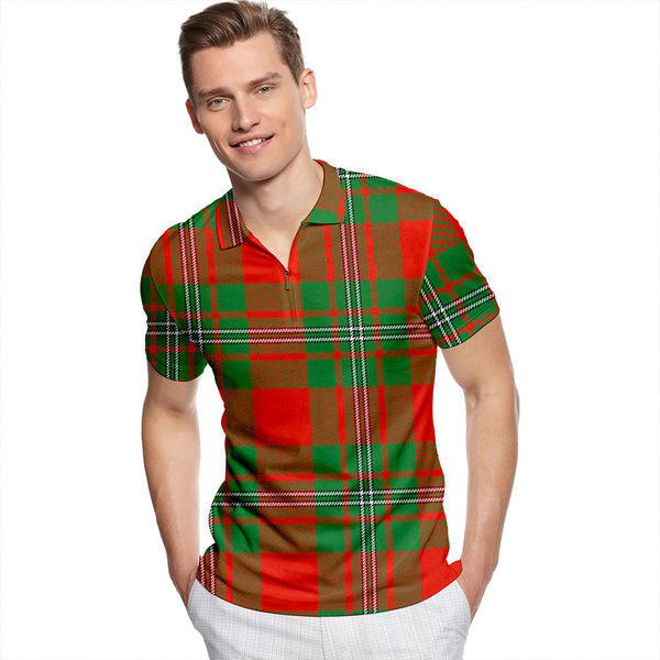 Strang Modern Tartan Classic Lapel Zip Short Sleeve Polo