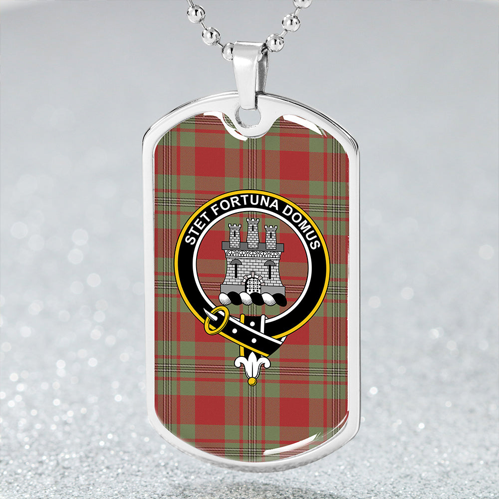 Strang Weathered Clan Badge Classic Tartan Dog Tag Necklace