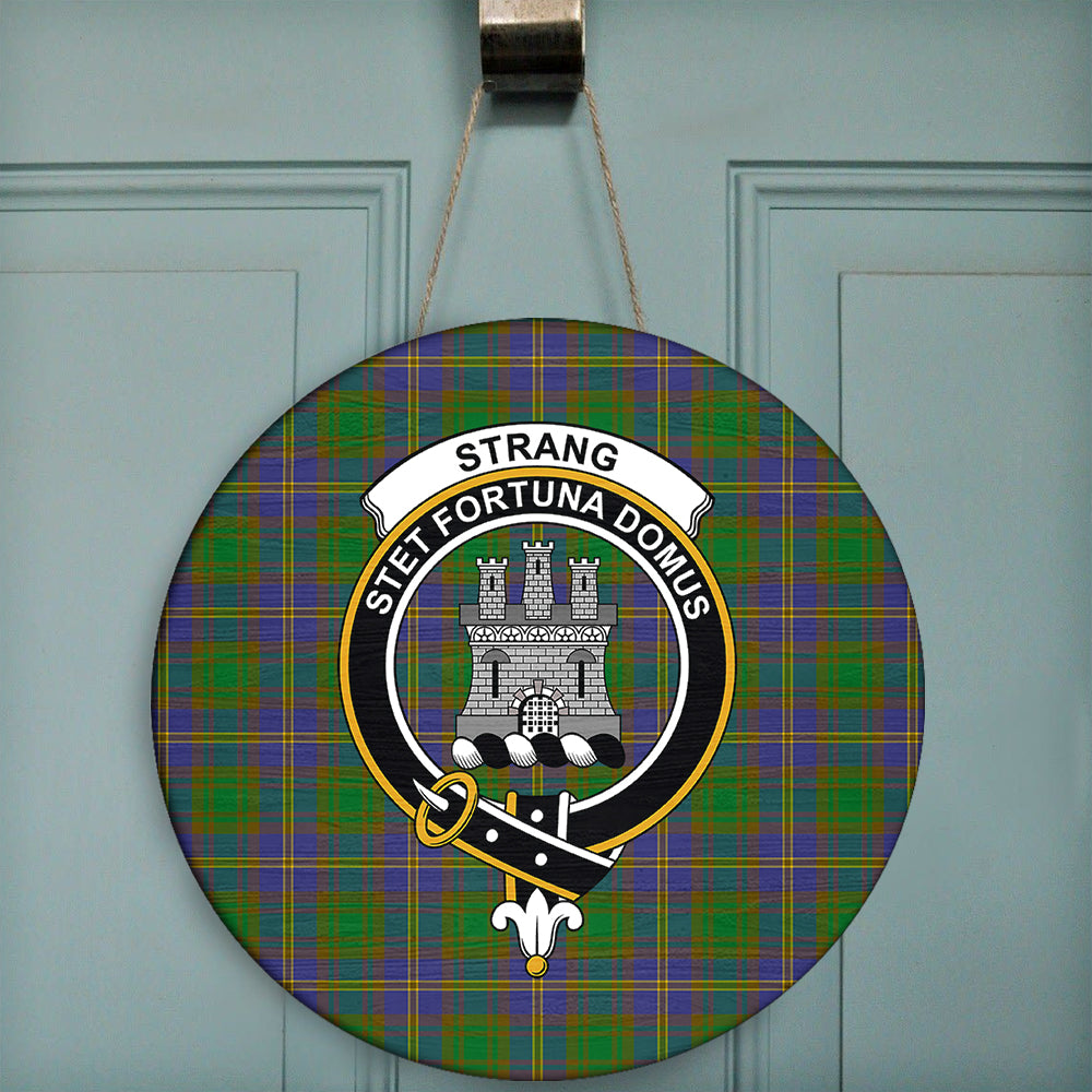 Strange of Balkaskie Tartan Classic Crest Round Wooden Sign