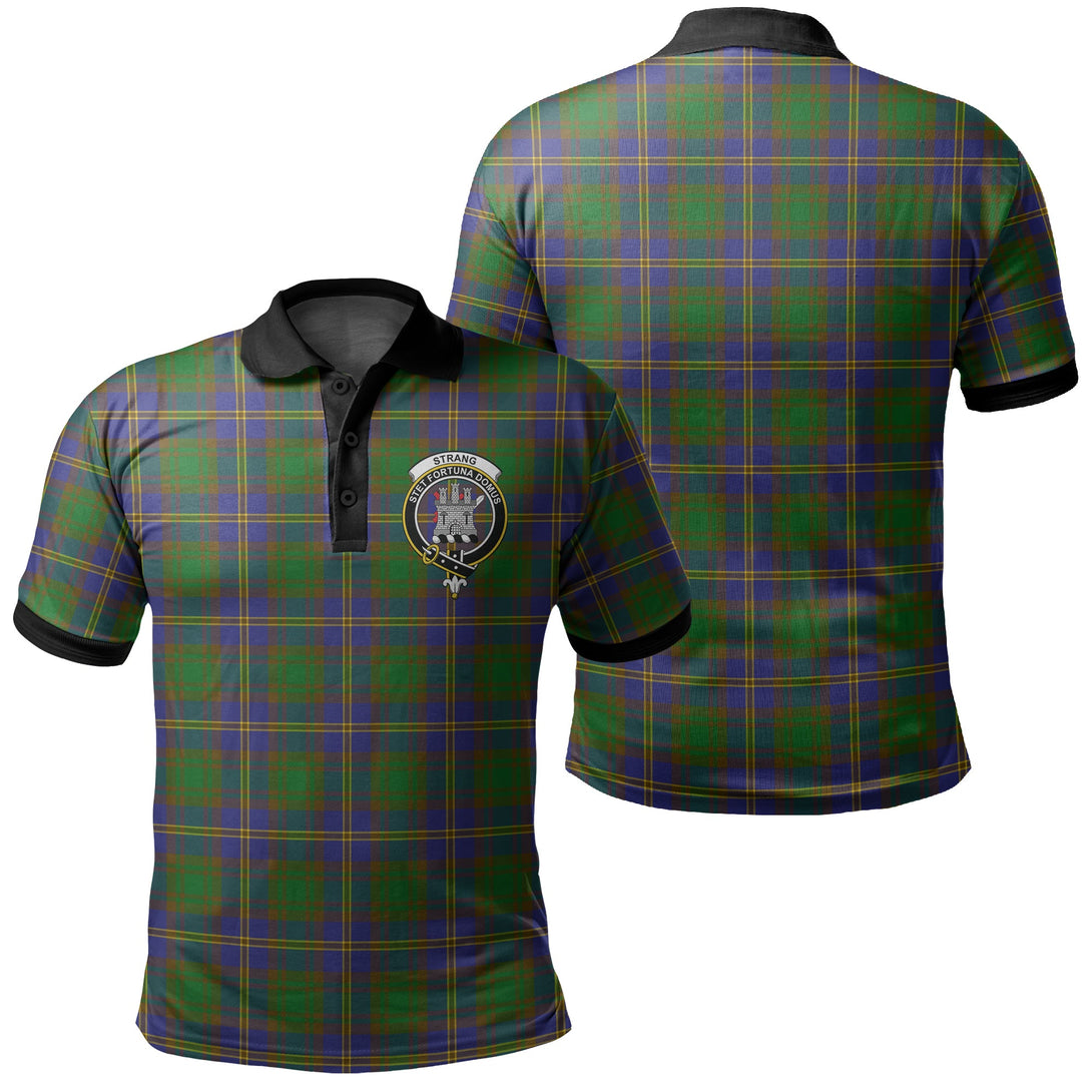 Strange of Balkaskie Tartan Crest Polo Shirt Black Neck 2 Style