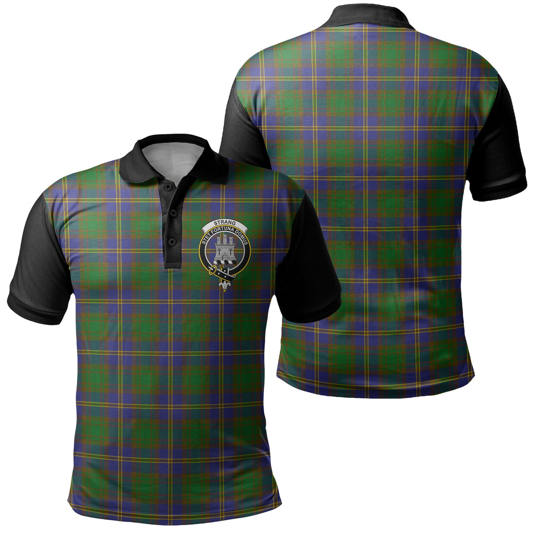 Strange of Balkaskie Tartan Crest Polo Shirt Black Neck 1 Style