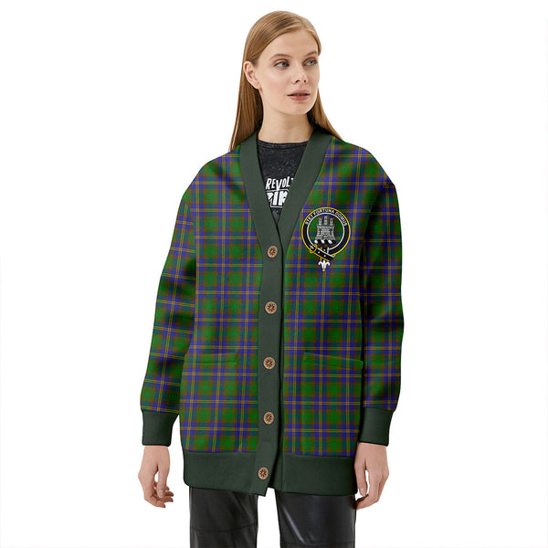 Strange of Balkaskie Clan Badge Tartan V-neck Cardigan