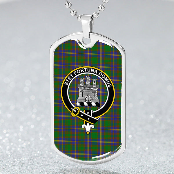 Strange of Balkaskie Clan Badge Classic Tartan Dog Tag Necklace