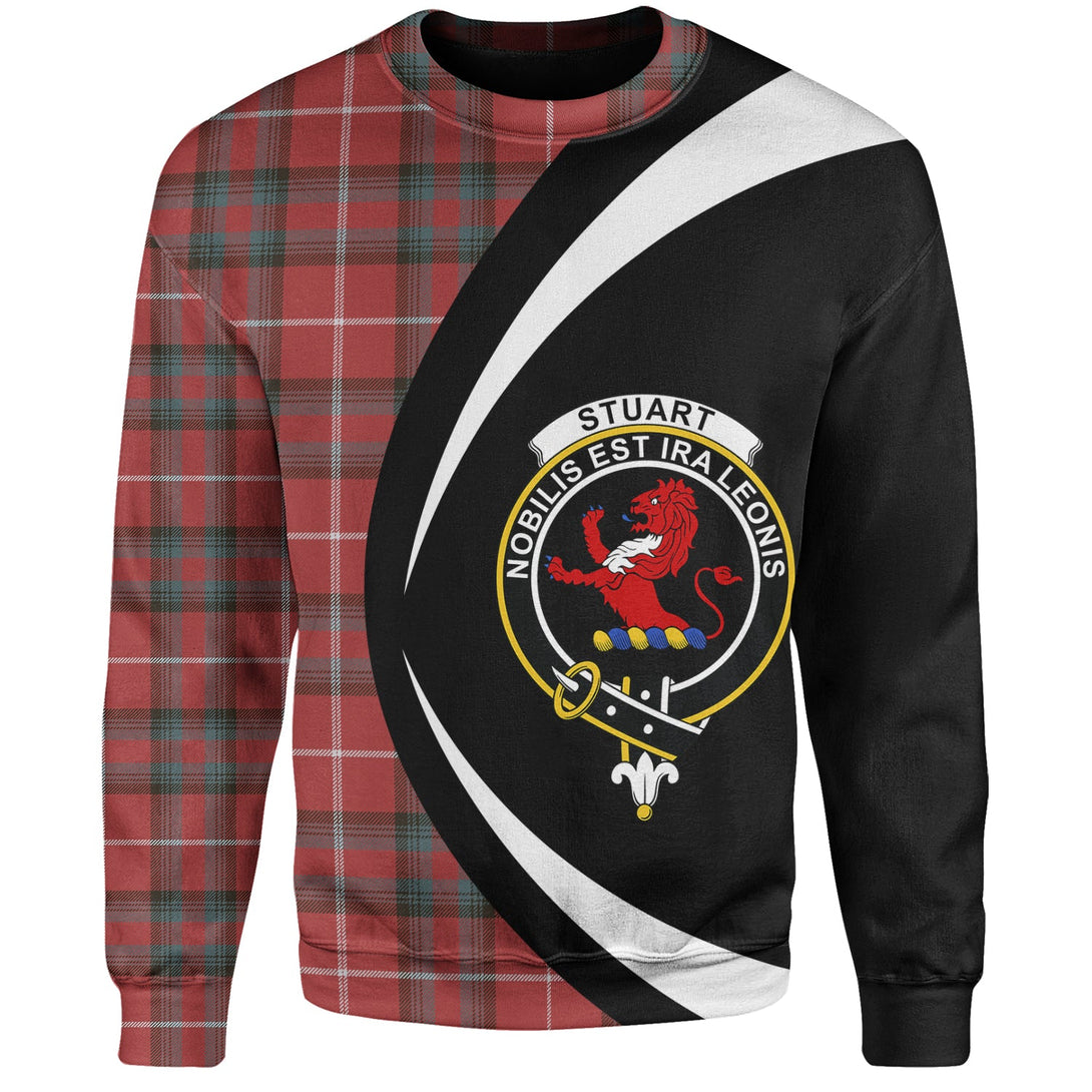 Stuart of Bute Weathered Clan Badge Tartan Sweatshirt Circle Style Personalized