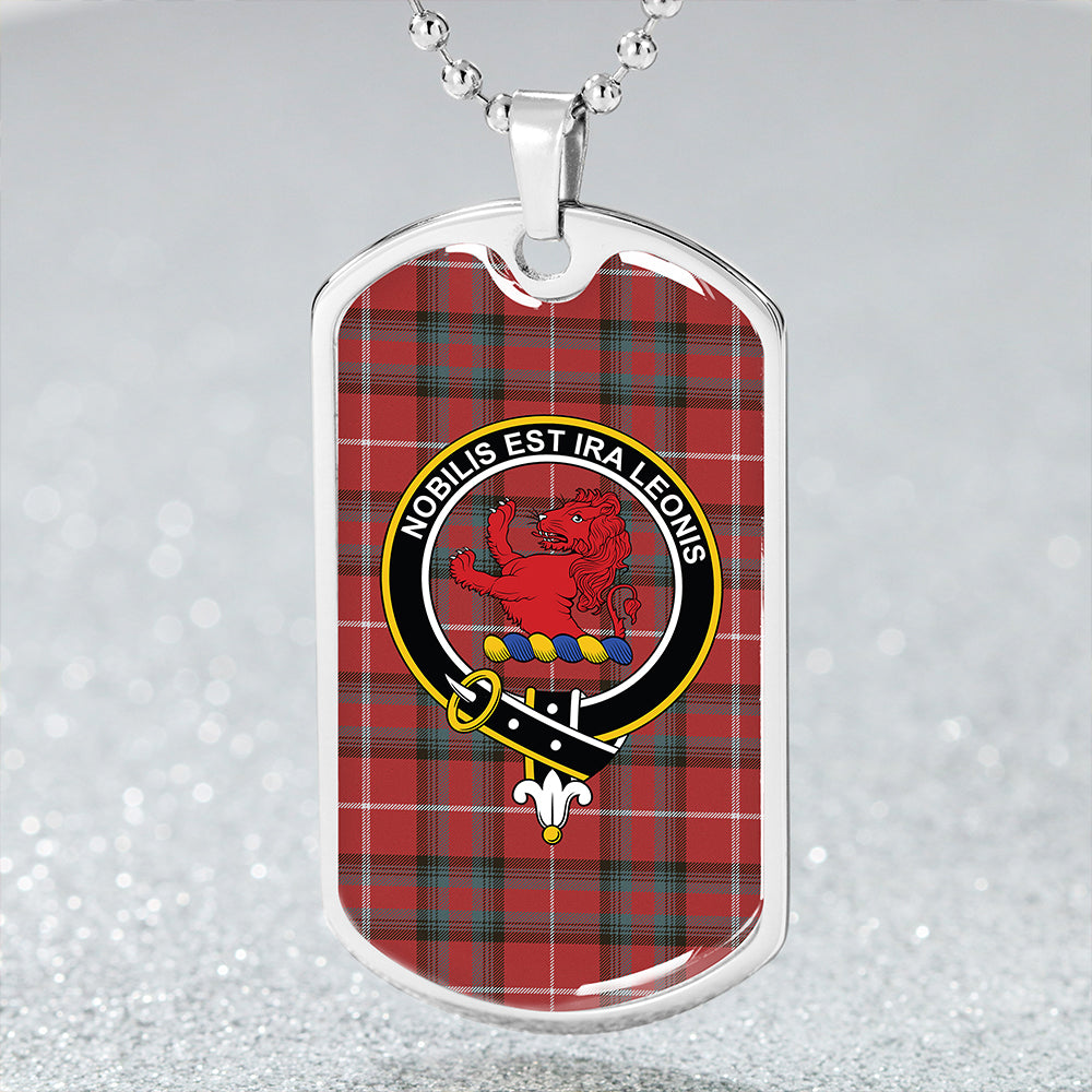 Stuart of Bute Weathered Clan Badge Classic Tartan Dog Tag Necklace