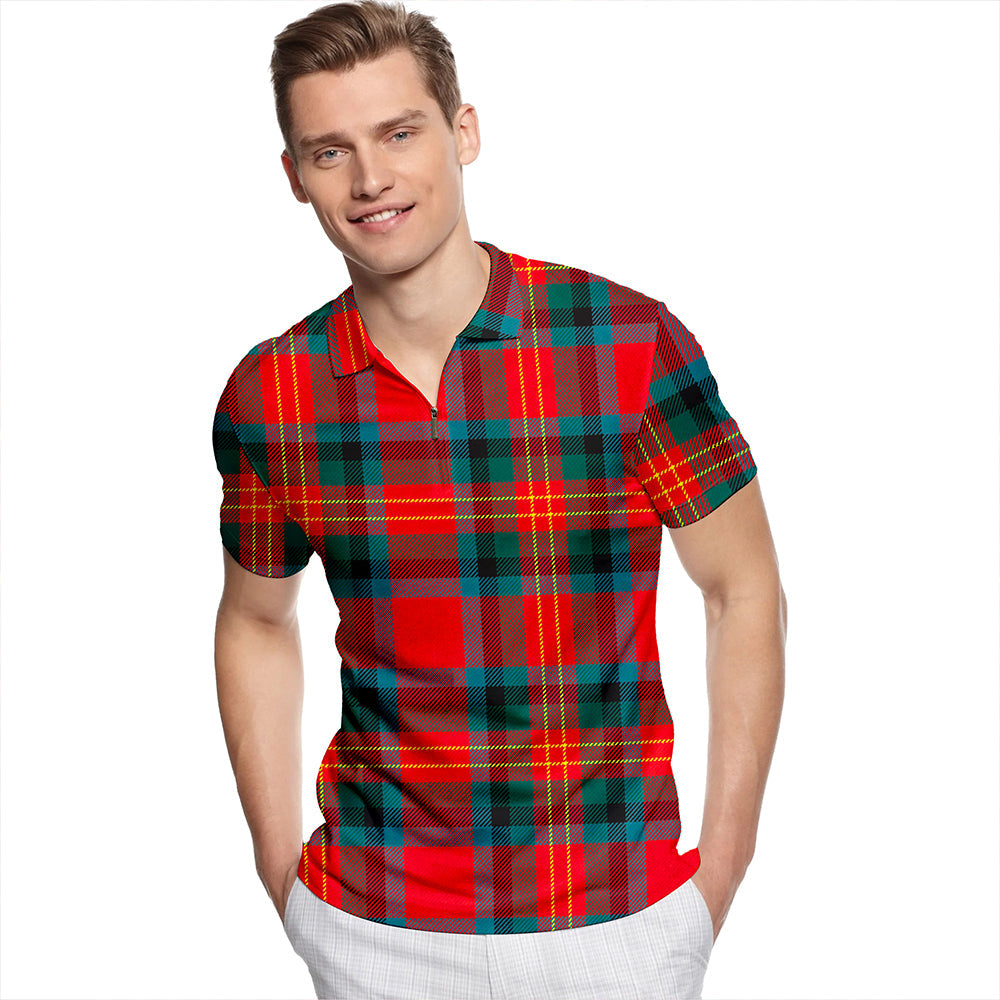 Sturrock Modern Tartan Classic Lapel Zip Short Sleeve Polo