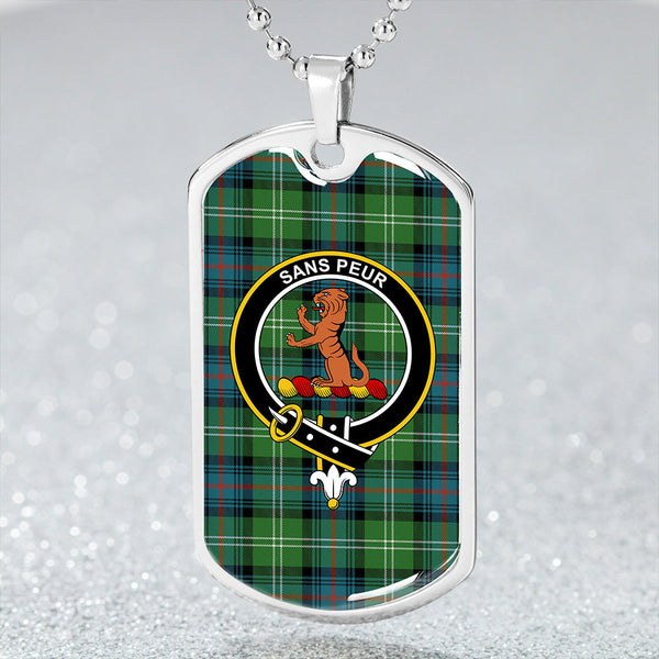 Sutherland Ancient Clan Badge Classic Tartan Dog Tag Necklace