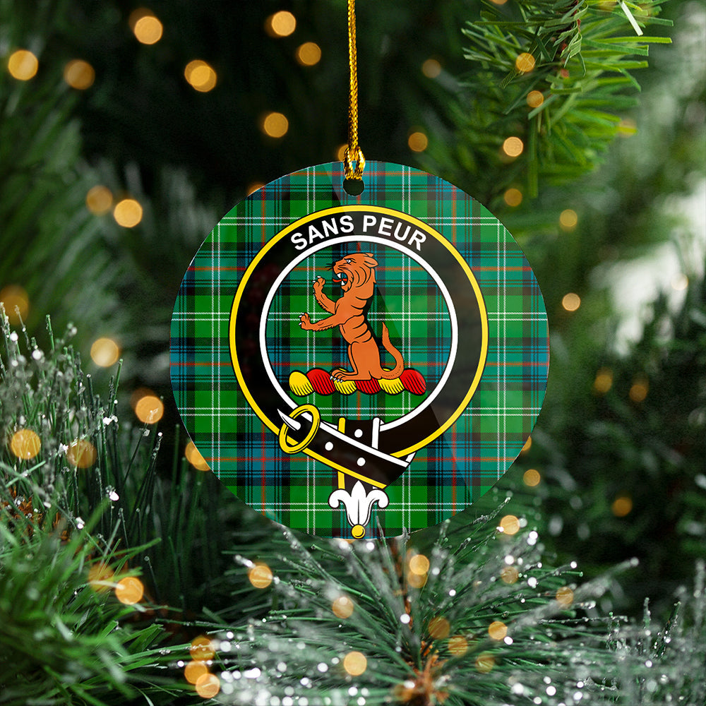 Sutherland Ancient Clan Badge Tartan Plastic Christmas Ornaments