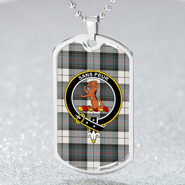 Sutherland Dress Royal Blue Weathered Clan Badge Classic Tartan Dog Tag Necklace