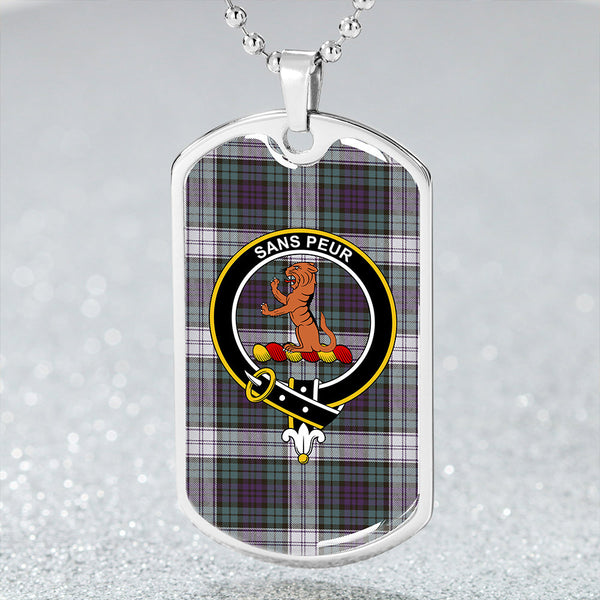 Sutherland Dress Weathered Clan Badge Classic Tartan Dog Tag Necklace