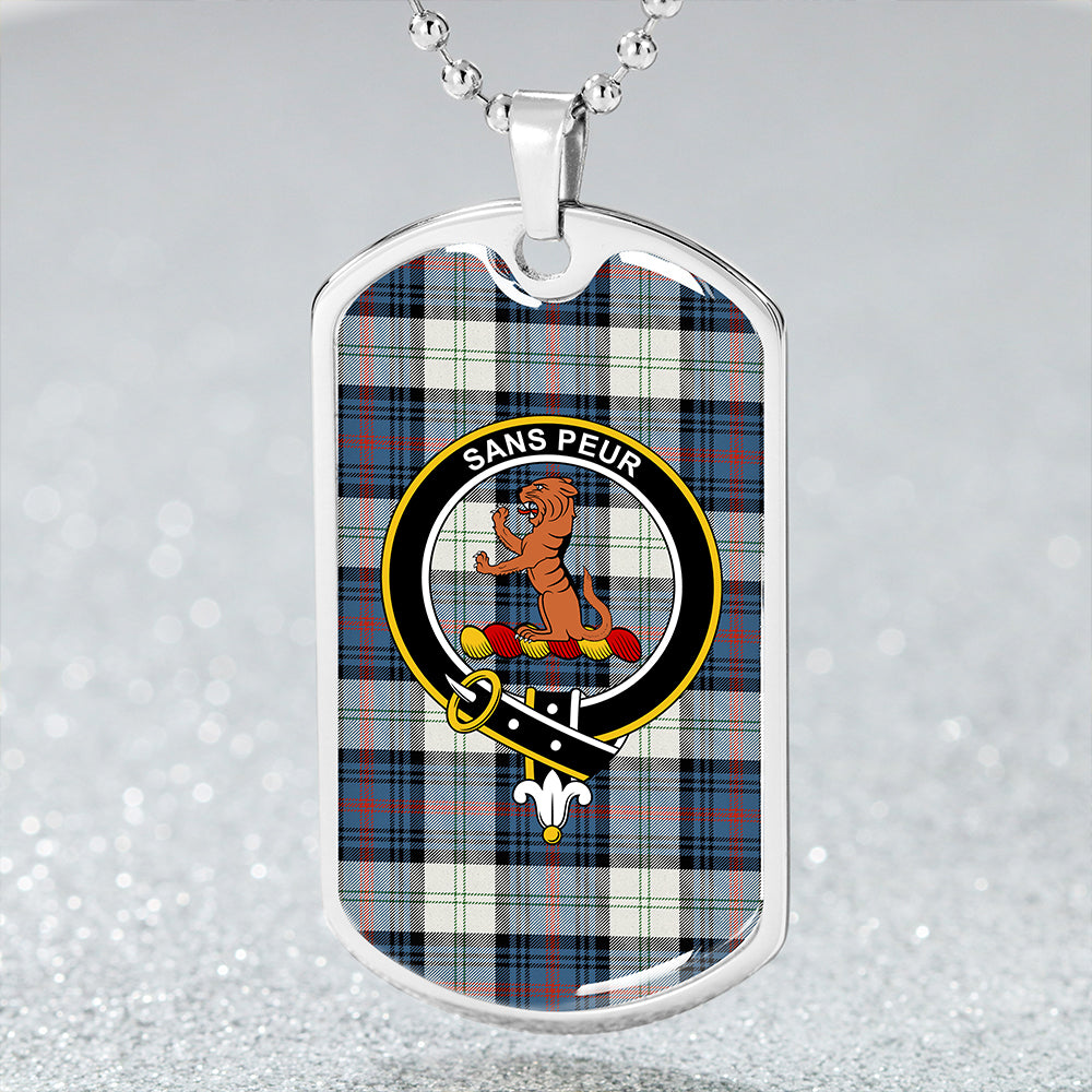 Sutherland Dress #2 Ancient Clan Badge Classic Tartan Dog Tag Necklace