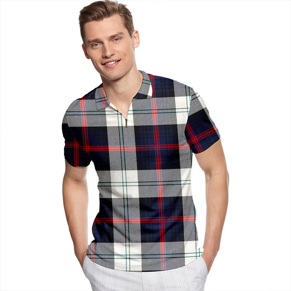 Sutherland Dress #2 Modern Tartan Classic Lapel Zip Short Sleeve Polo